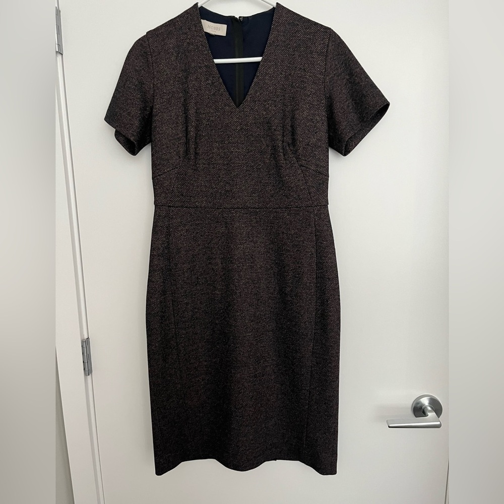 Hobbs London Brown Sheath dress, Wool-blend,  Size 6
